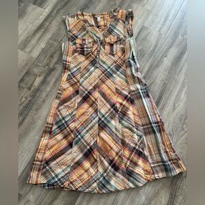 MNG by Mango Plaid Sleeveless Button-Front Dress | Women’s Size Large